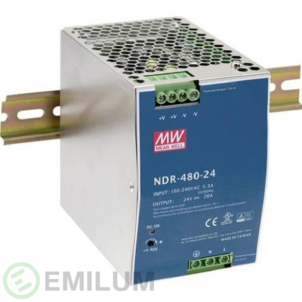 NDR-480-24 Hutschienen-Netzteil (DIN-Rail)...