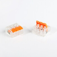 Verbindungsklemme, 3-polig, 0.2-4 mm&sup2;, Transparent, Orange (&auml;hnlich WAGO 221-413)