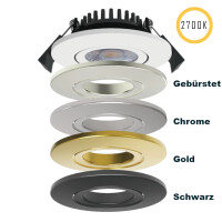 24V LED Spot schwenkbar mit verschiedenen Fronten in weiß, schwarz, chrome, gebürstet und gold.