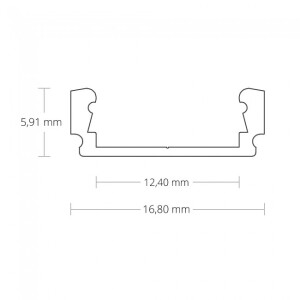 PL1 LED AUFBAU-Profil 200 cm, flach, LED Stripes max. 12 mm