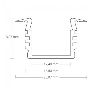 PL3 LED EINBAU-Profil 200 cm, hoch Flügel, LED Stripes max. 12 mm