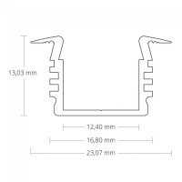 PL3 LED EINBAU-Profil 200 cm, hoch Flügel, LED Stripes max. 12 mm