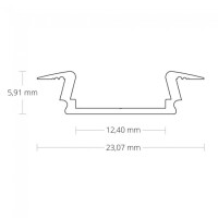 PL8 LED EINBAU-Profil 200 cm, flach Flügel, LED Stripes max. 12 mm