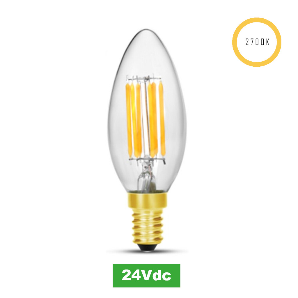 LED-Glühbirne, Kerze, 24V, 5W, 2700K, E14, 18,00 €