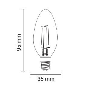 LED-Filament Kerze,  24V, 5W, 2700K, E14 (Adapter E27)