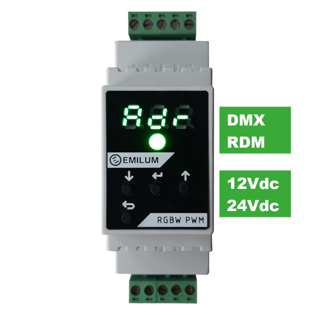 LED-PWM-Dimmer, 4-Kanal, DMX/RDM, 12-24V, 300W (150W @12V)