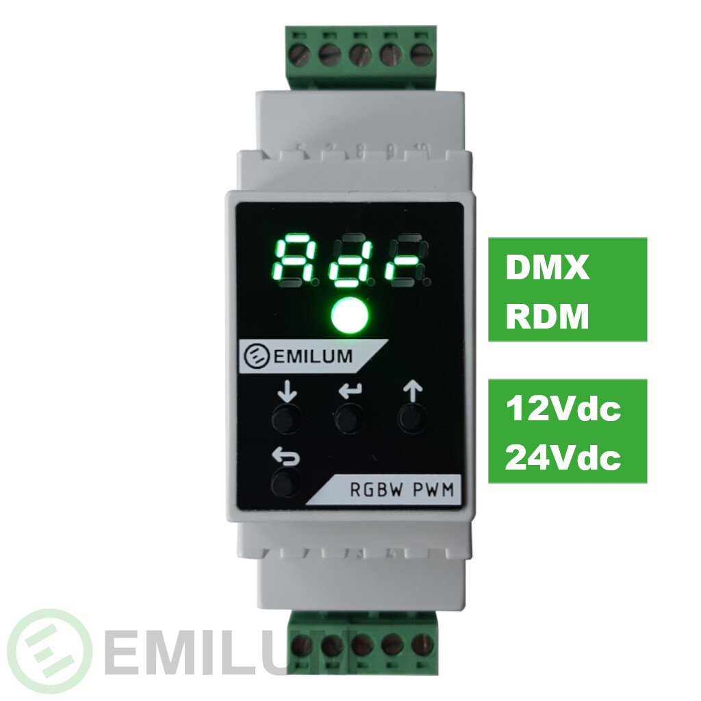 LED-PWM-Dimmer, 4-Kanal, DMX/RDM, 12-24V, 300W (150W @12V)