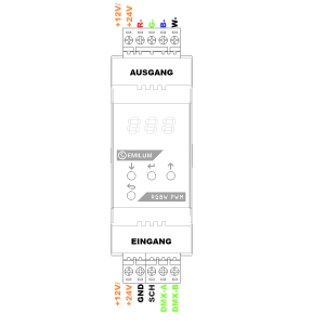 LED-PWM-Dimmer, 4-Kanal, DMX/RDM, 12-24V, 300W (150W @12V)