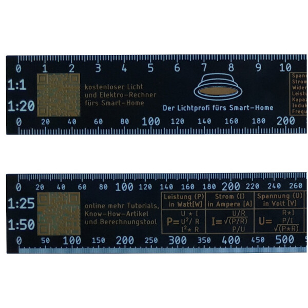 Scale ruler for electrical lighting designers and builders