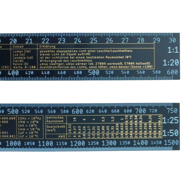 Scale ruler for electrical lighting designers and builders