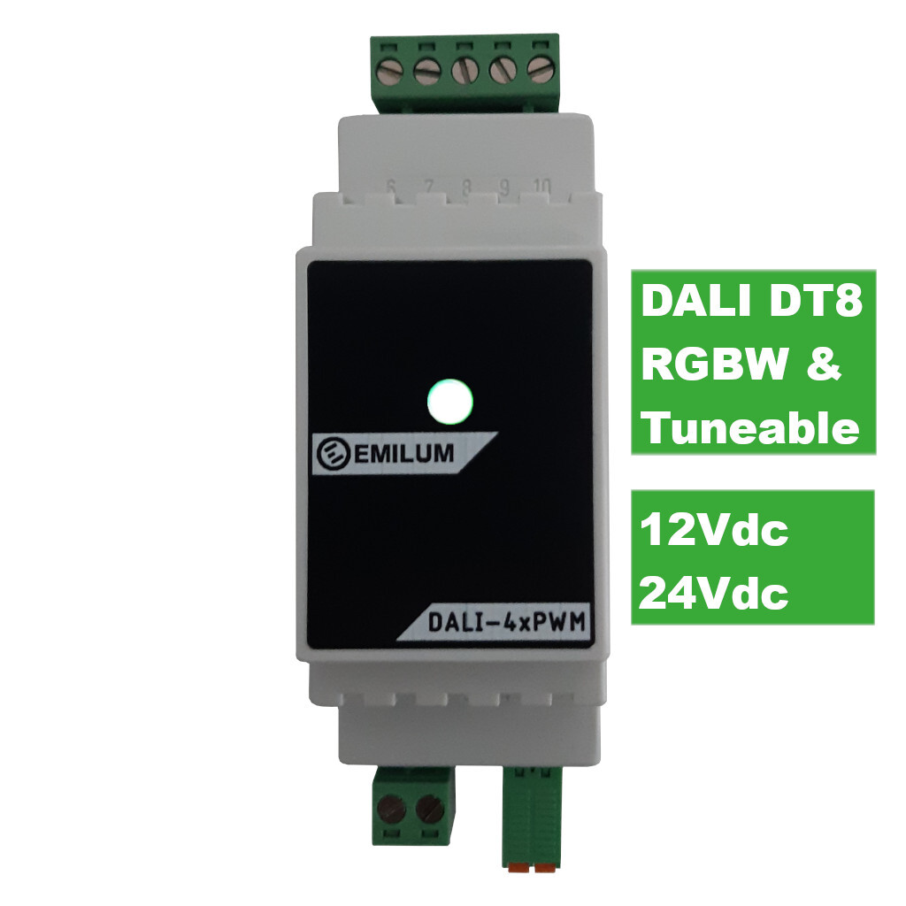 LED-PWM-Dimmer, 4-Kanal, DALI DT8, 12-24V, 300W (150W @12V)