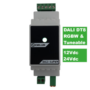 LED-PWM-Dimmer, 4-Kanal, DALI DT8, 12-24V, 300W (150W @12V)