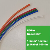 Kabel-Set orange, weiß, rot, grün & blau je 100lfm, RGBW, H07V-K (Yf), 1,5mm²