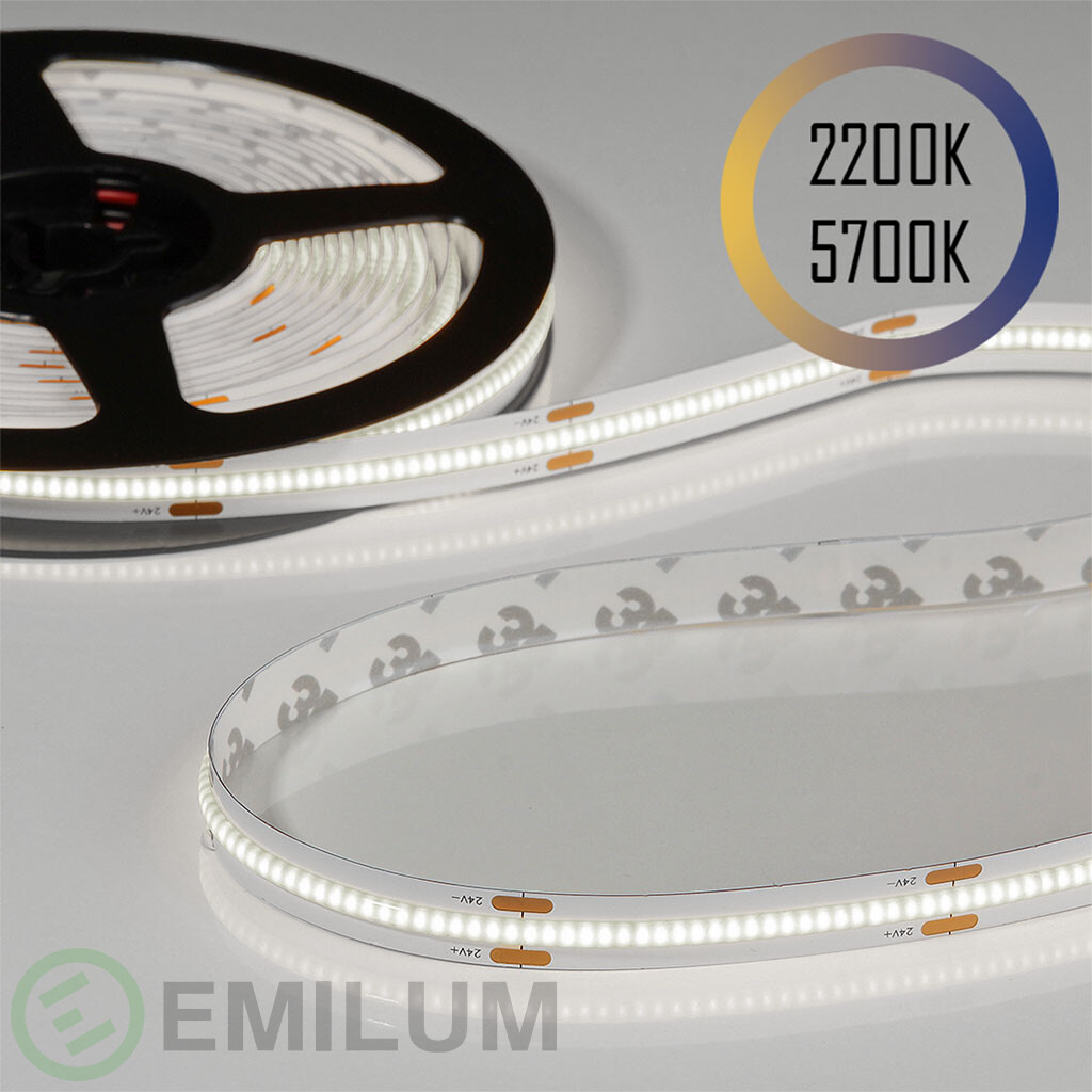 Flex COB CCT LED-Streifen 24V, 14W, 2200K/5700K, CRI90,...