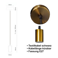 Schnurpendel mit Textilkabel, E27 Sockel Bronze