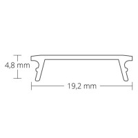 Skizze von Cover C20 opalsatiniert 200 cm für Profil PN8, flach