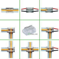 2 poliger Universal LED-Verbinder für 8mm COB-Streifen