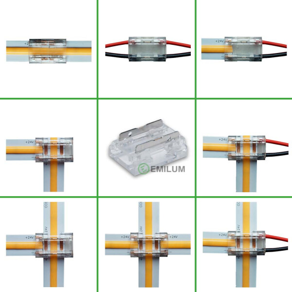 2 poliger Universal LED-Verbinder für 10mm COB-Streifen