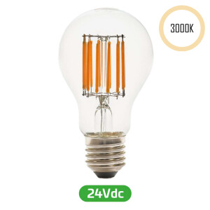 Bombilla E27 de 24 V, 3000 K, vista frontal con insignia,...