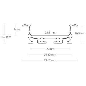 PN5 LED RECESSED profile 200 cm, flat wing, LED Stripes...